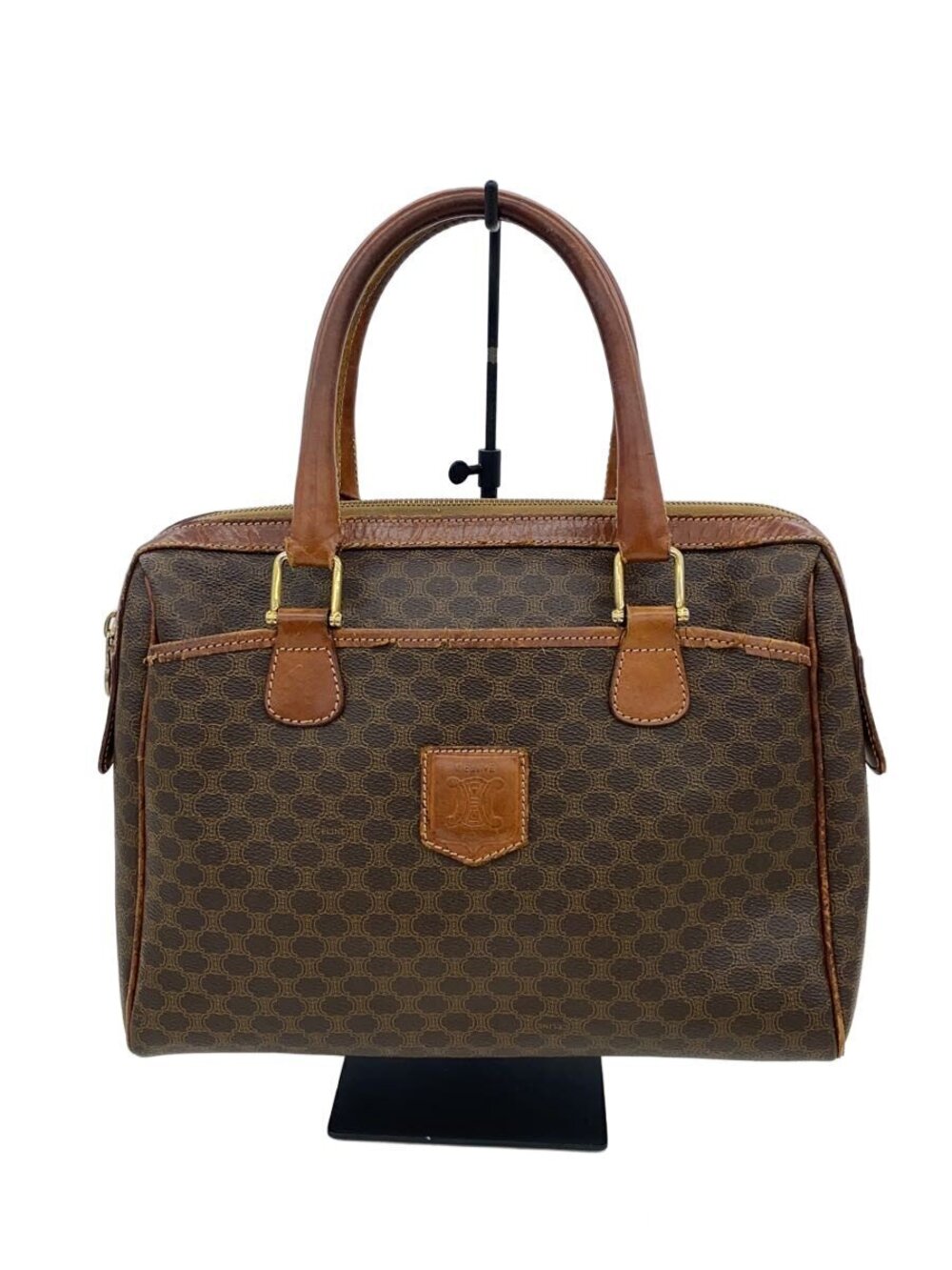 Celine Macadam Shoulder Bag Leather All Over Brown